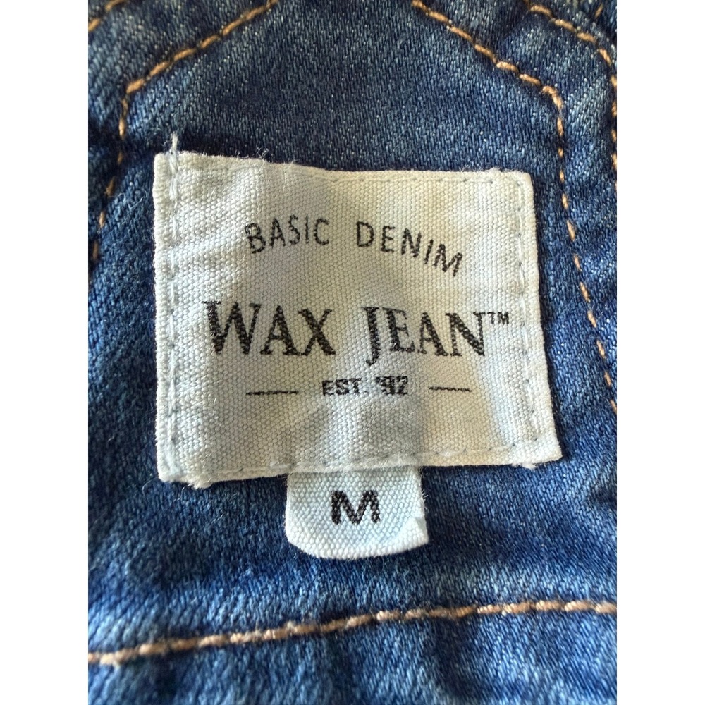 Wax Jean Medium Wash Distressed Denim Shortalls Overalls Womens Size M - Picture 3 of 3